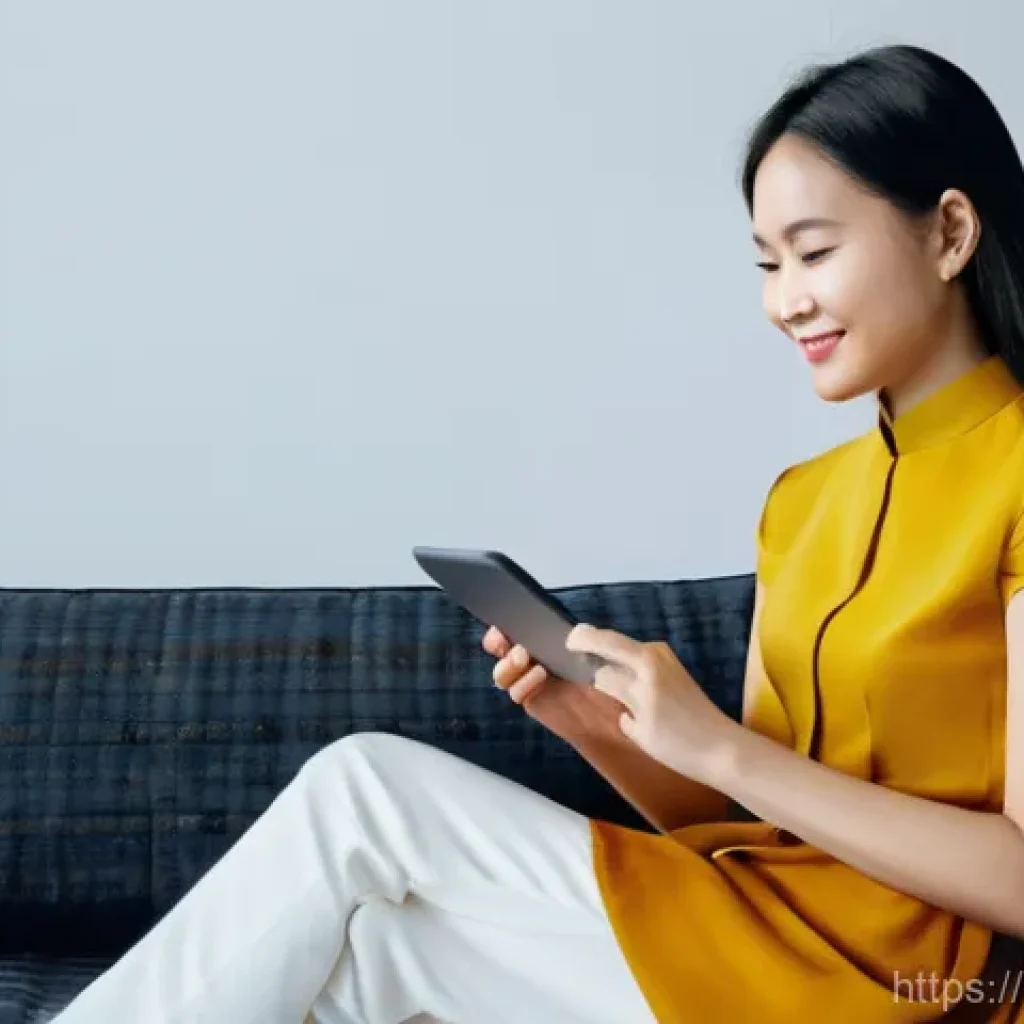 햅틱 피드백을 이용한 고객 서비스 개선 - **Prompt:** A young Vietnamese woman in her late 20s, with a gentle smile and curious eyes, is sitti...