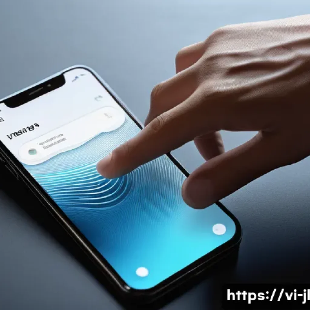 햅틱 인터페이스와 감정 표현 - A modern digital interaction scene showing a person’s hand holding a sleek smartphone with subtle mu...