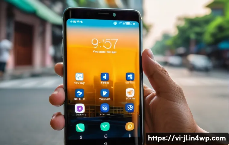햅틱 피드백 시스템의 설계 및 구현 - A close-up view of a modern smartphone held by a Vietnamese user’s hand, showing subtle mechanical v...