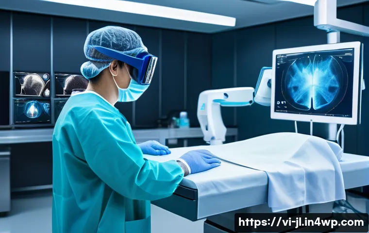햅틱 인터페이스를 통한 혁신적인 서비스 - A futuristic medical operating room where a Vietnamese surgeon performs remote surgery using advance...